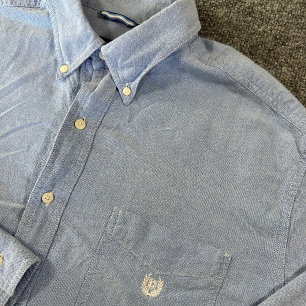 Chaps Coastland Wash Men XL Lot 2 Oxford Cotton Striped Blue White Soild Blue - Picture 7 of 12